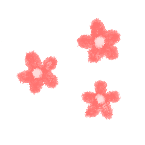 Drei rote, unscharfe Blüten mit weißen Mittelpunkten auf einem weißen Hintergrund.